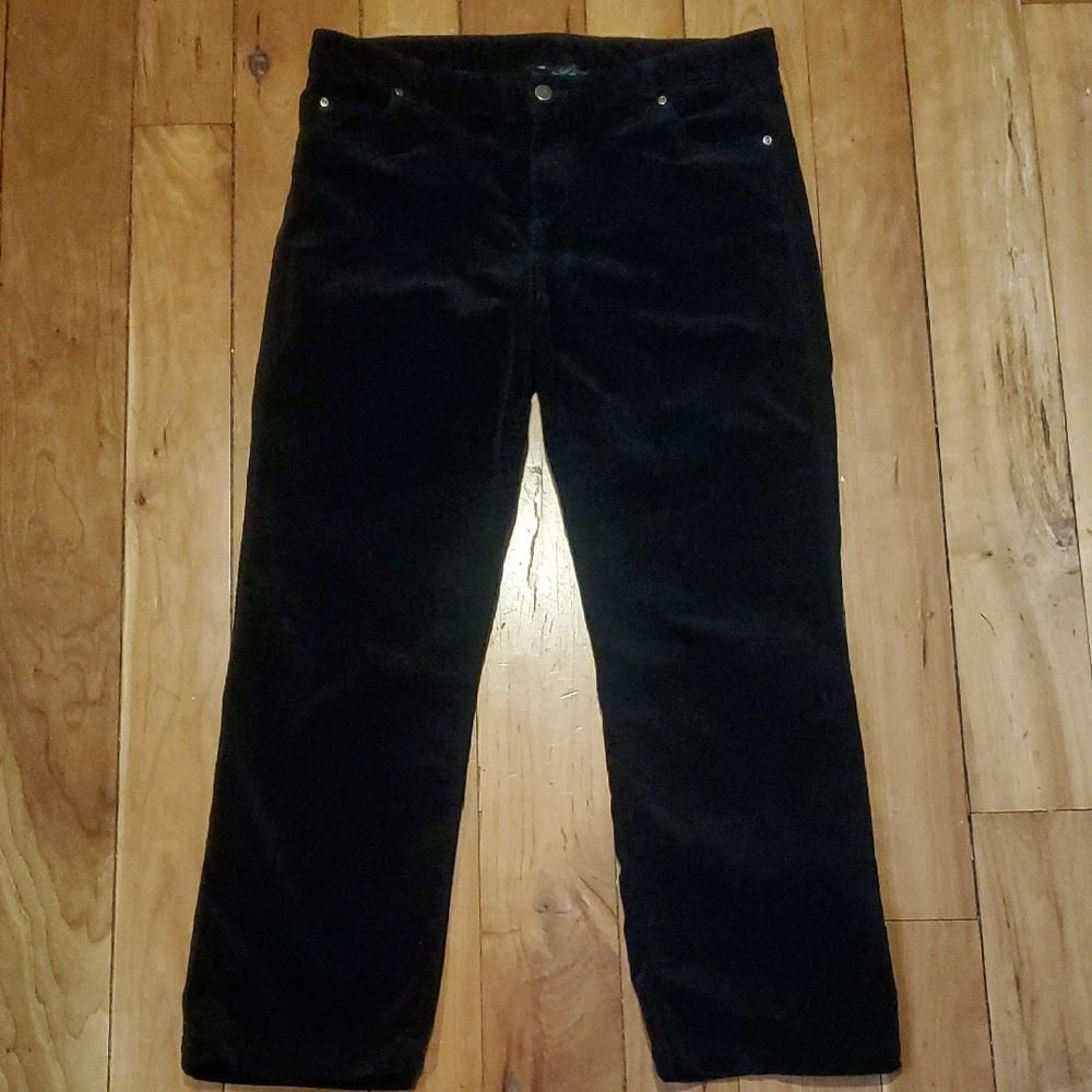 Woolrich Womans Black Velvet Pants High Rise Straight